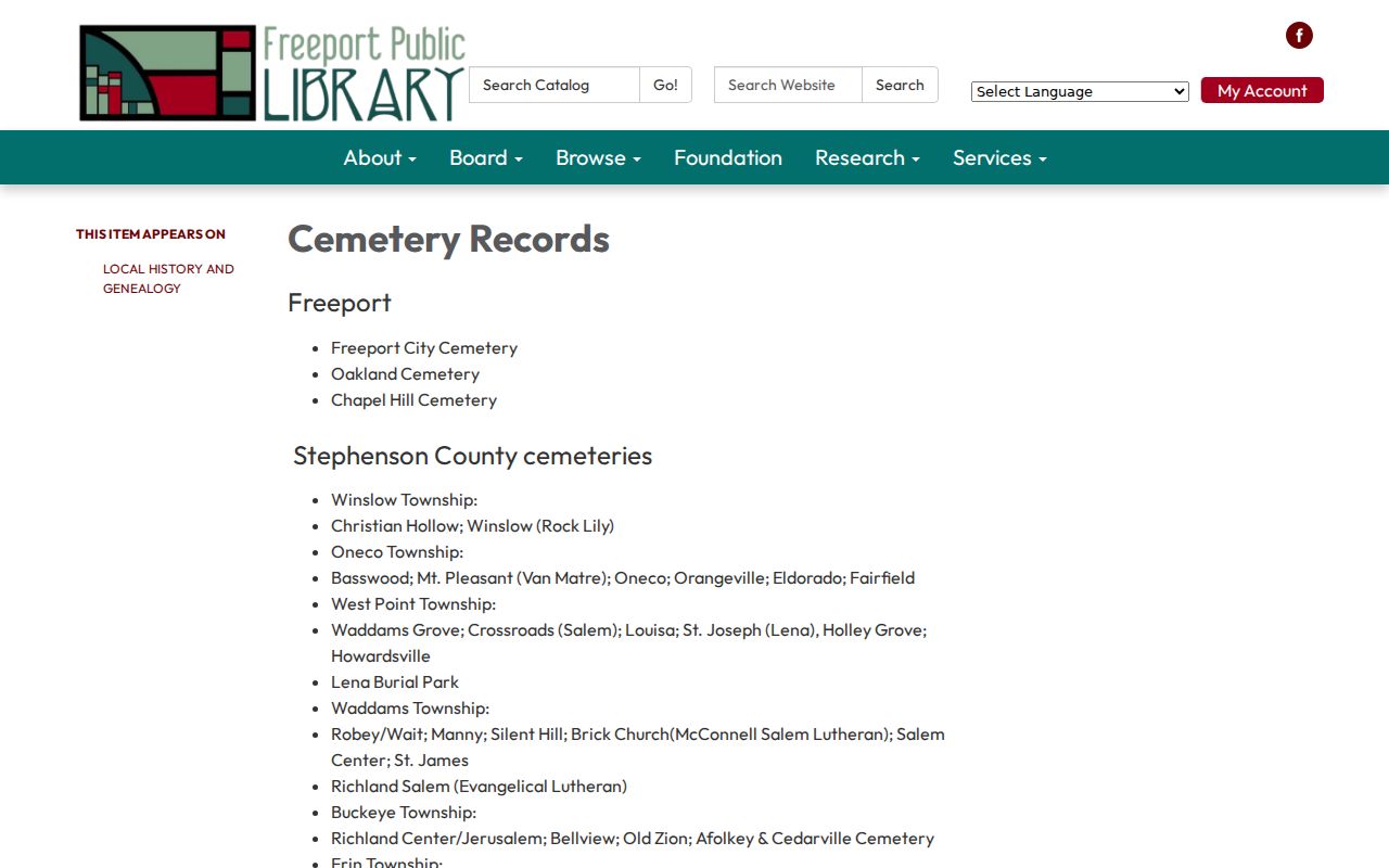 Freeport city directory follow-up through cemetery records