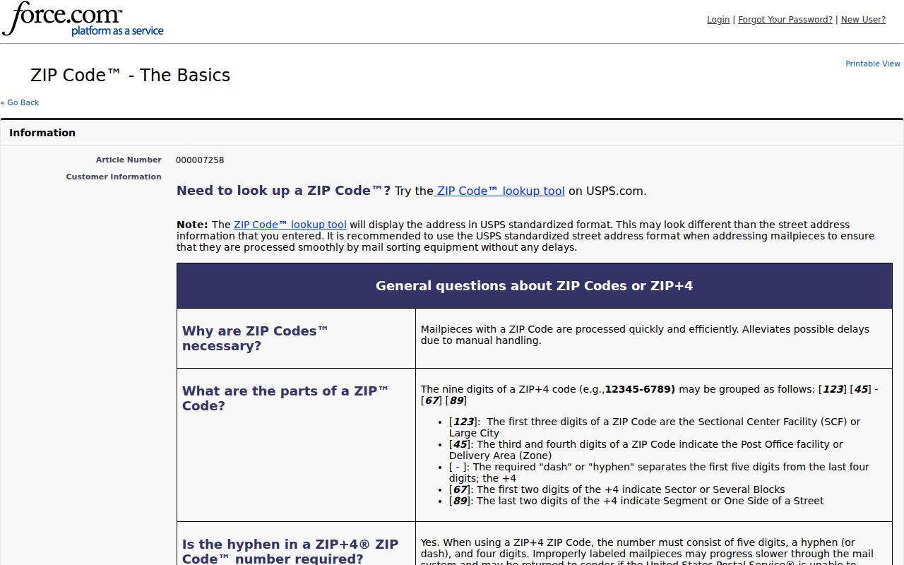 USPS explanation of ZIP Codes as postal delivery routes